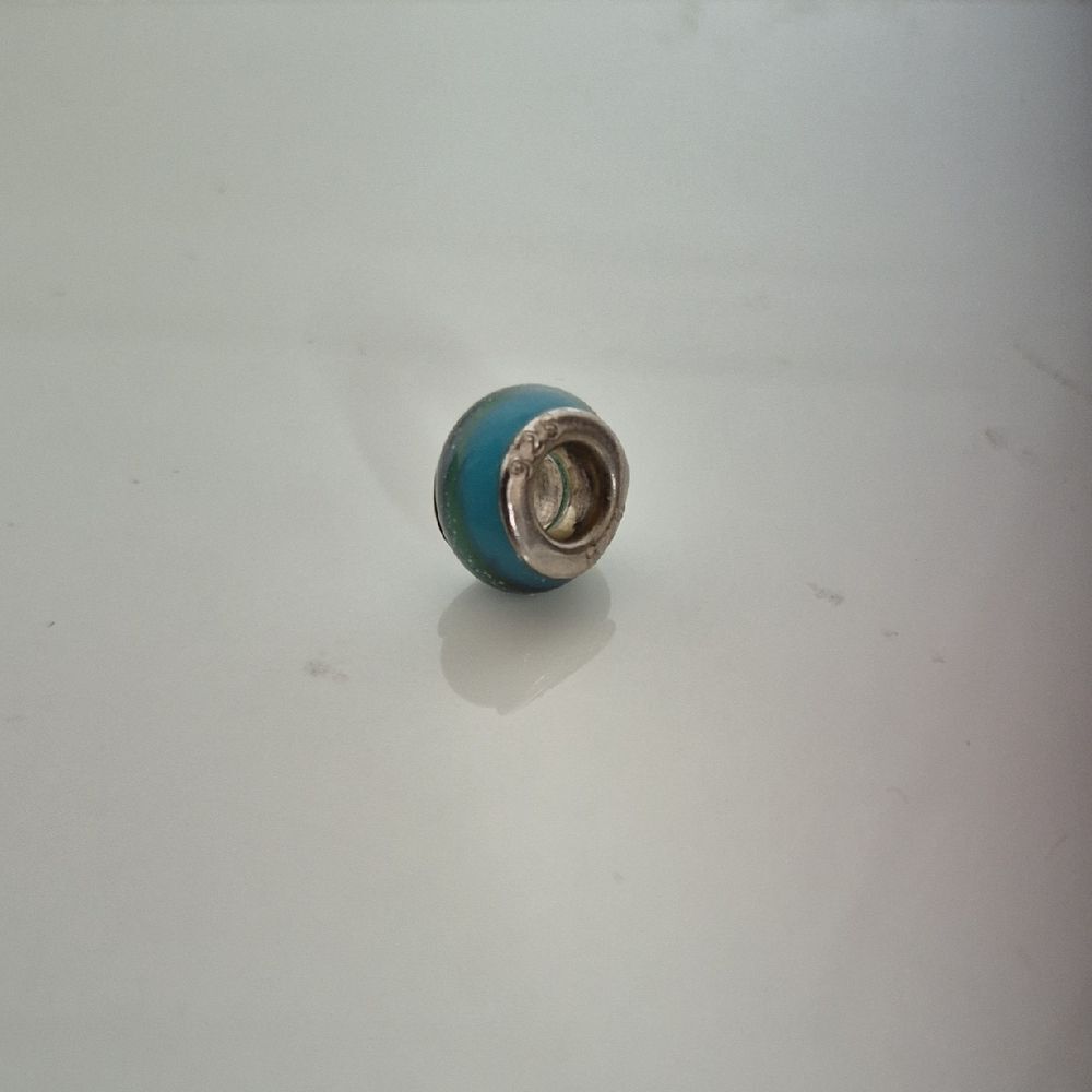 Murano Blue and Silver Bracelet Bead